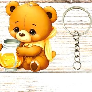 Acrylic handmade purse charm / key fob teddy bear 3 in